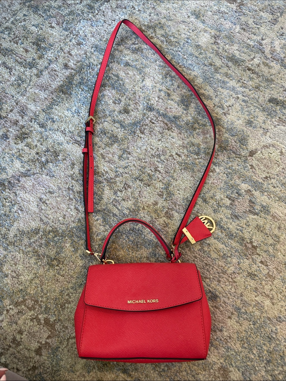 Michael Kors Coral Saffiano Leather Top-Handle Crossbody Bag